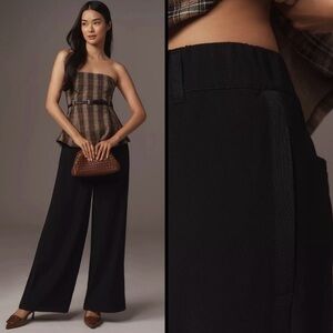 NWT Anthropologie By Anthropologie Black Wide-Leg Soft Pull-On Pants Size M